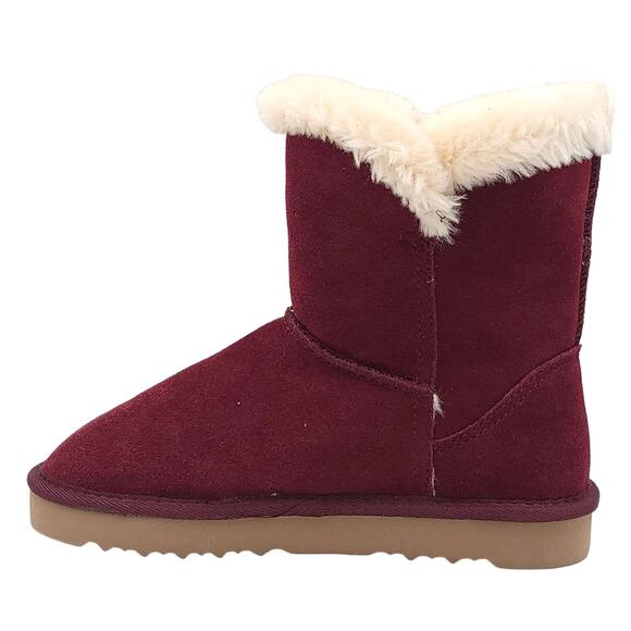Style & Co Women Slip On Fuzzy Winter Booties Tiny 2 Size US 5M Wine Red Suede - Picture 3 of 6